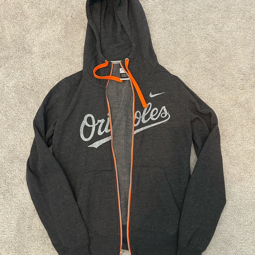 Nike Orioles Dark Gray Hoodie with Orange Trim